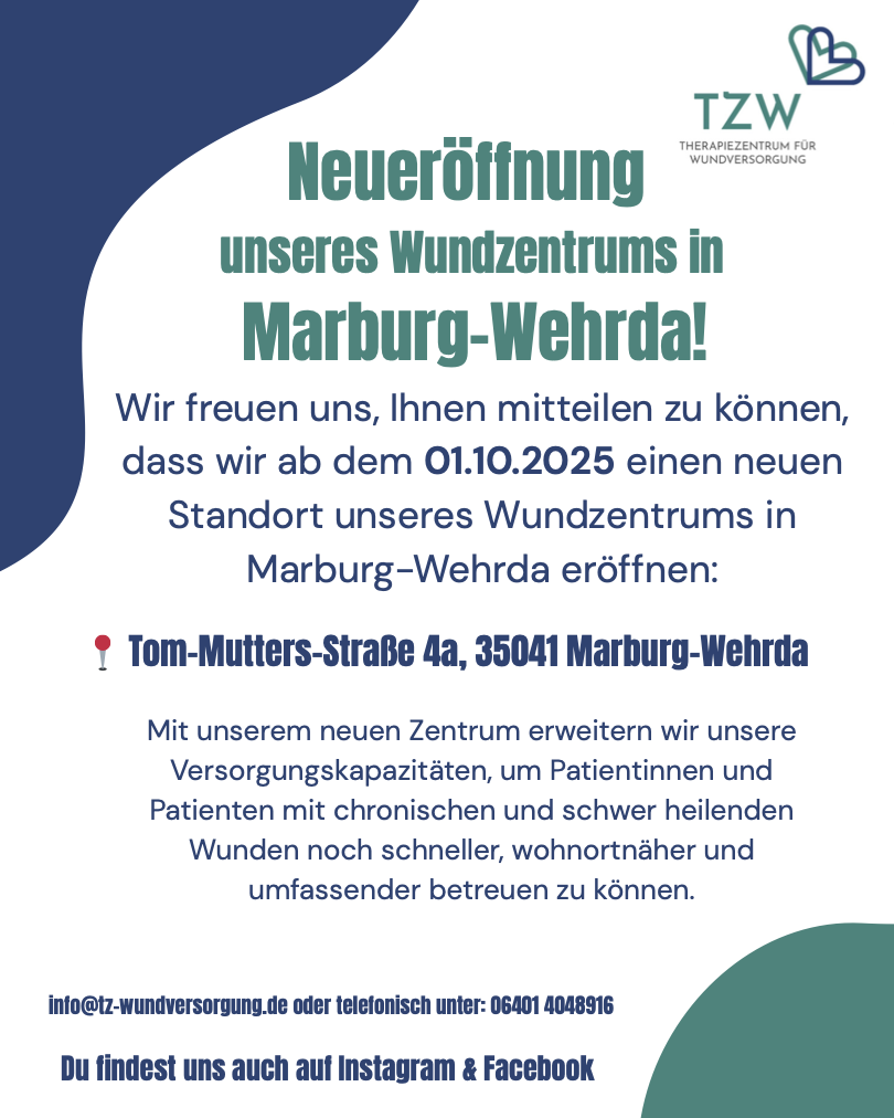 Mitteilung neues Wundzentrum in Marburg-Wehrda